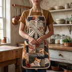 Gewatteerd keukenschort Oogst van Beenderen gedragen in de keuken