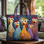 Vijf Kleurrijke Kippen gewatteerde tote bag
