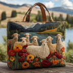 Schapen aan het Meer gewatteerde tote bag