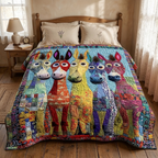 Couvre-lit matelassé Poneys en patchwork sur un lit dans une chambre douillette