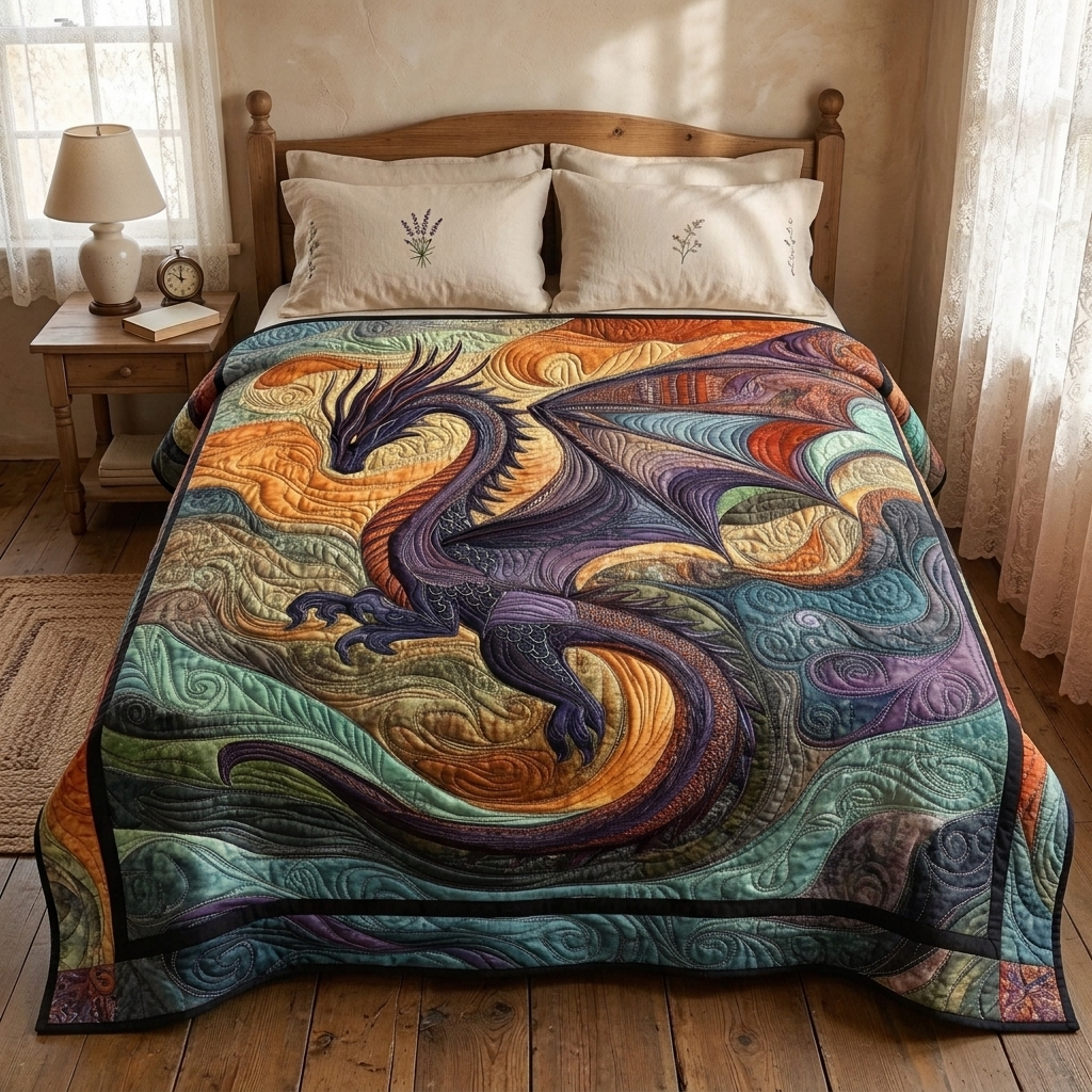 Couvre-lit matelassé Serpent de lune sur un lit dans une chambre douillette