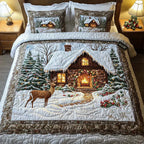 Parure de lit matelassée Chalet douillet – housse de couette et 2 taies d'oreiller