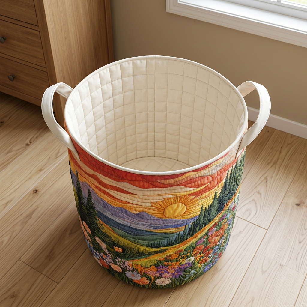 Panier à linge matelassé Gloire du matin, vide, avec sa doublure matelassée crème