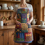 Tablier de cuisine matelassé Murmures de Fleurs Sauvages porté dans la cuisine