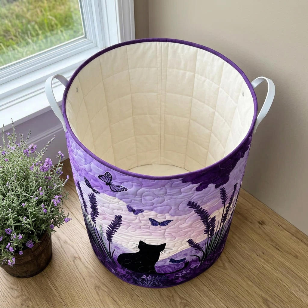 Gewatteerde wasmand Kattenvriendjes, leeg, met de zachte crèmekleurige gewatteerde binnenkant