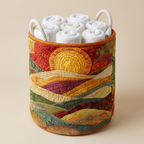 Gewatteerde wasmand Zonnegloed gevuld met opgerolde witte handdoeken