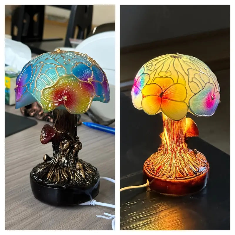 Bohemian Chic Floral Mushroom Lamp