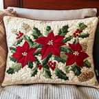 Taie d'oreiller matelassée Charme de poinsettias – vue de face