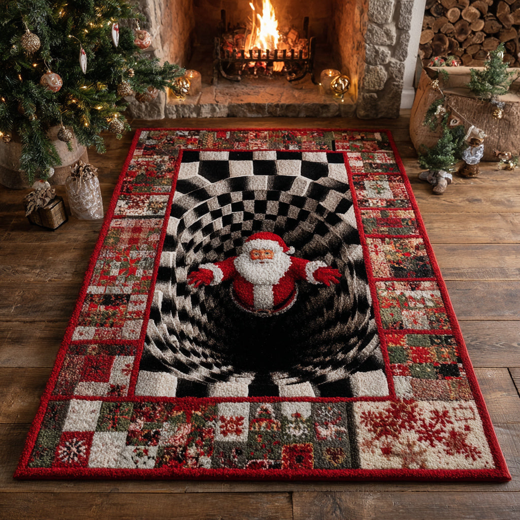 Tapis Illusion du Père Noël – dans un intérieur chaleureux