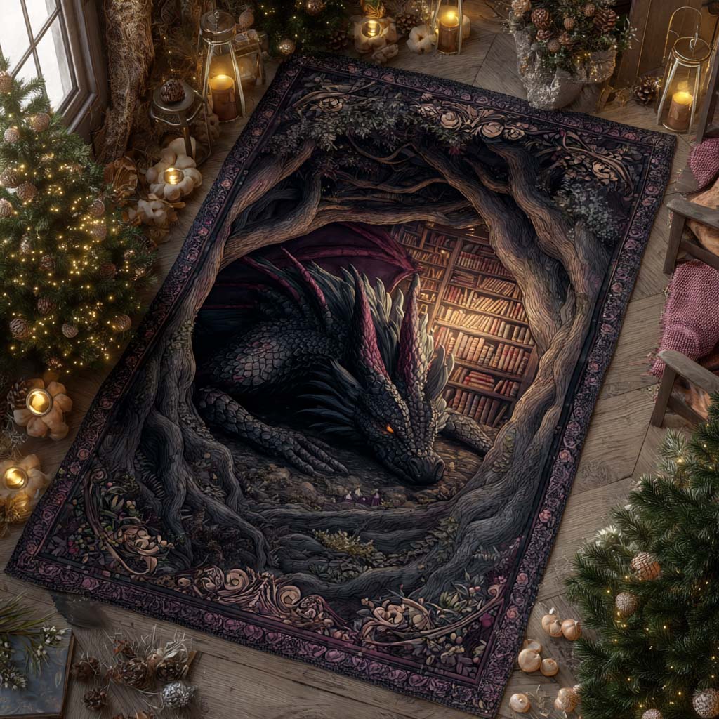Tapis Dragon de l'ombre – dans un intérieur chaleureux