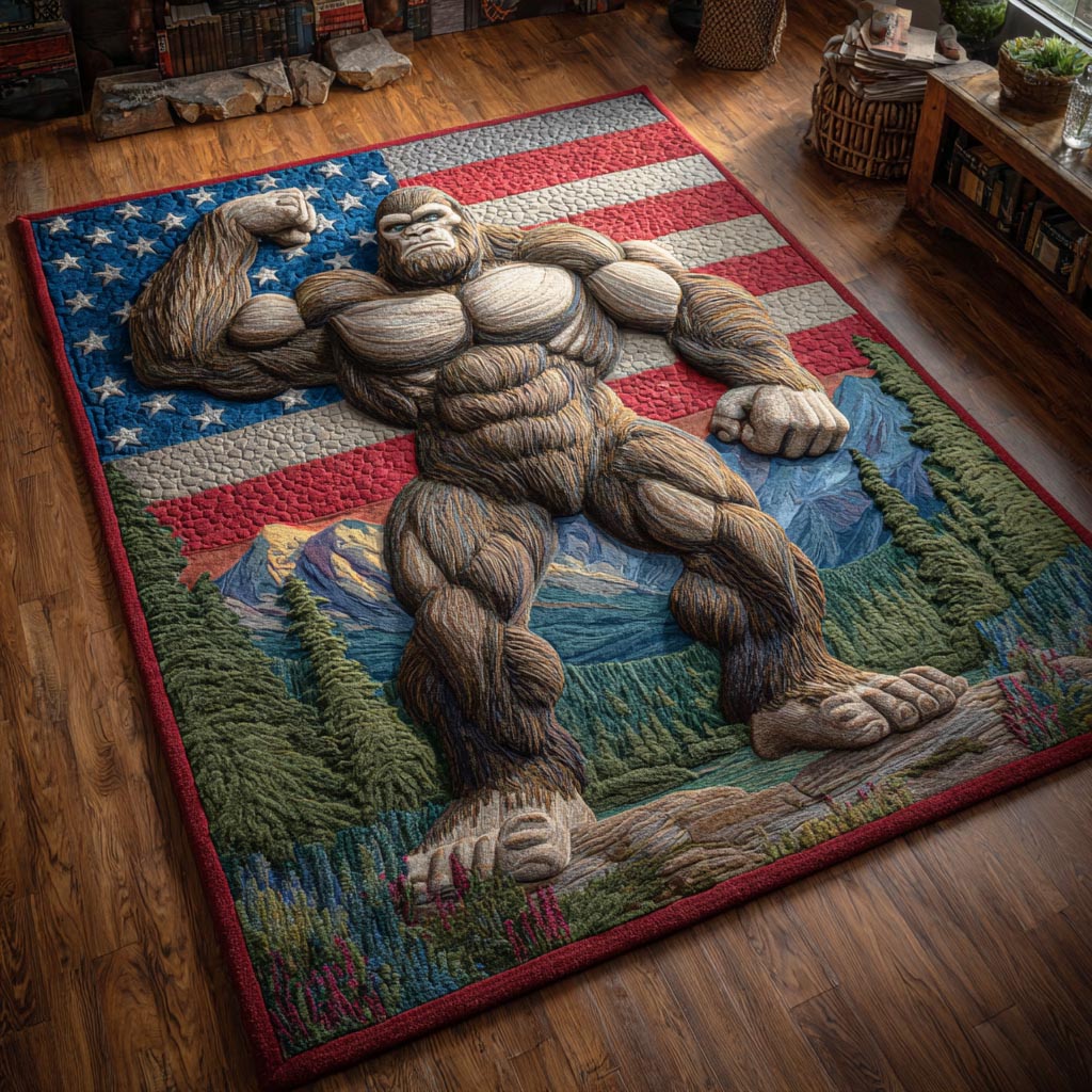 Tapis Bigfoot patriote – dans un intérieur chaleureux
