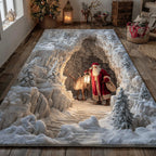 Tapis Père Noël des neiges – dans un intérieur chaleureux