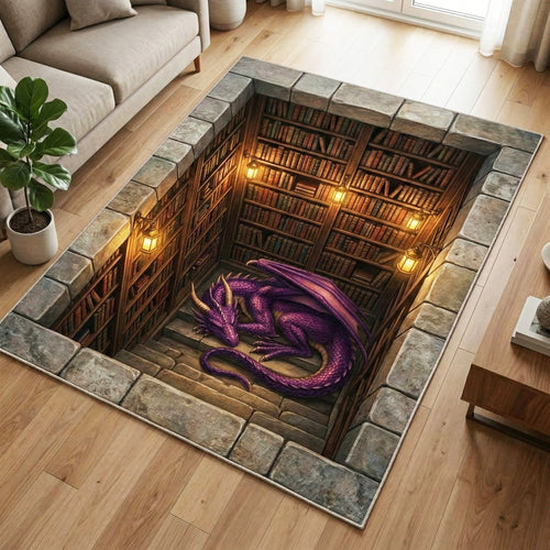 Tapis Antre du dragon améthyste – mis en situation dans une pièce