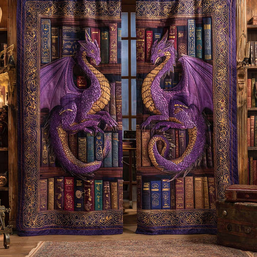 Rideaux matelassés Dragons améthyste – lot de 2 panneaux