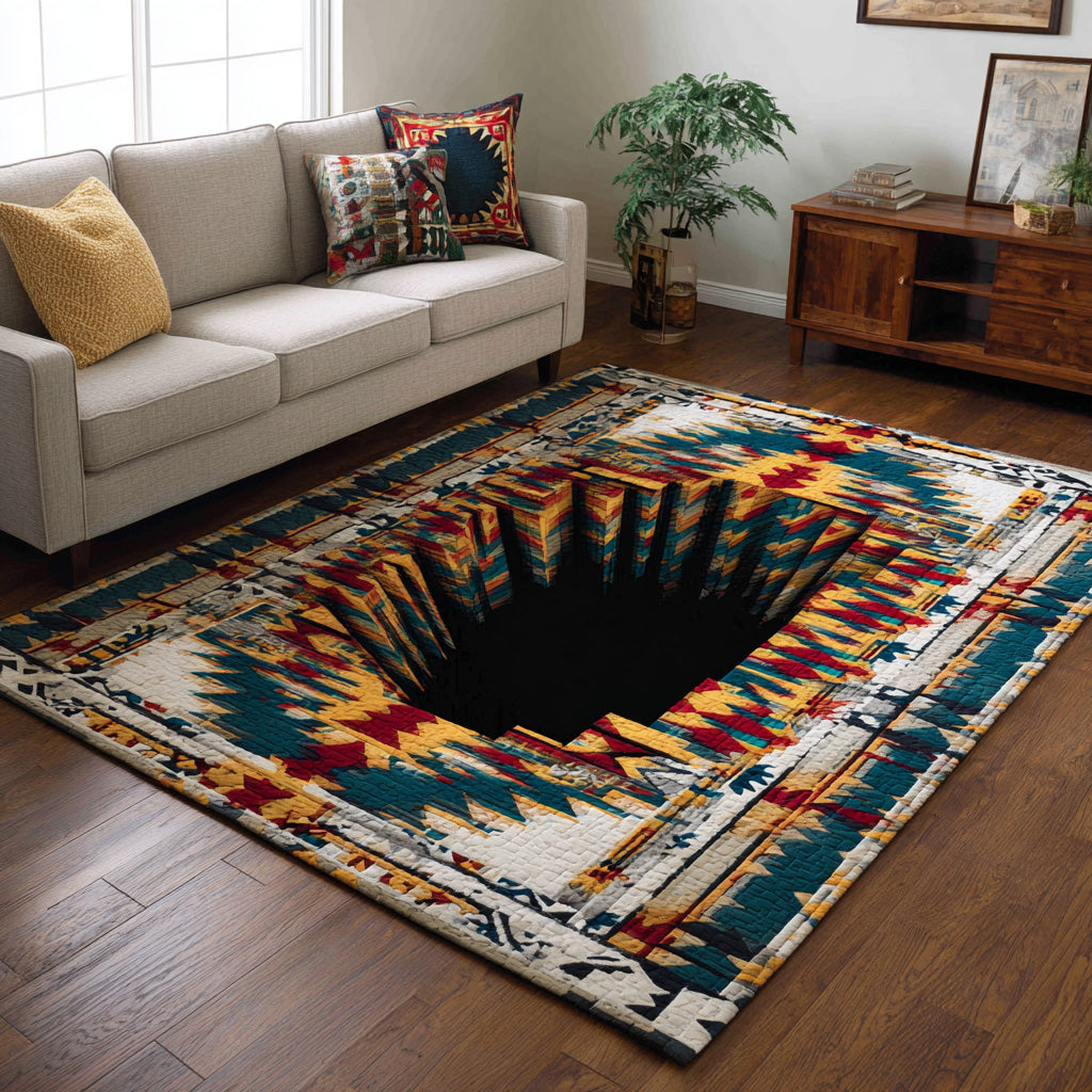 Tapis Abîme ancestral – mis en situation dans une pièce