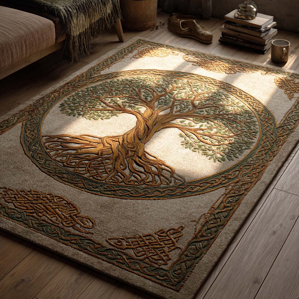 Vloerkleed Keltische Levensboom – sfeerbeeld in een interieur