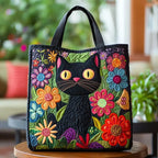 Betoverde Zwarte Kat gewatteerde tote bag