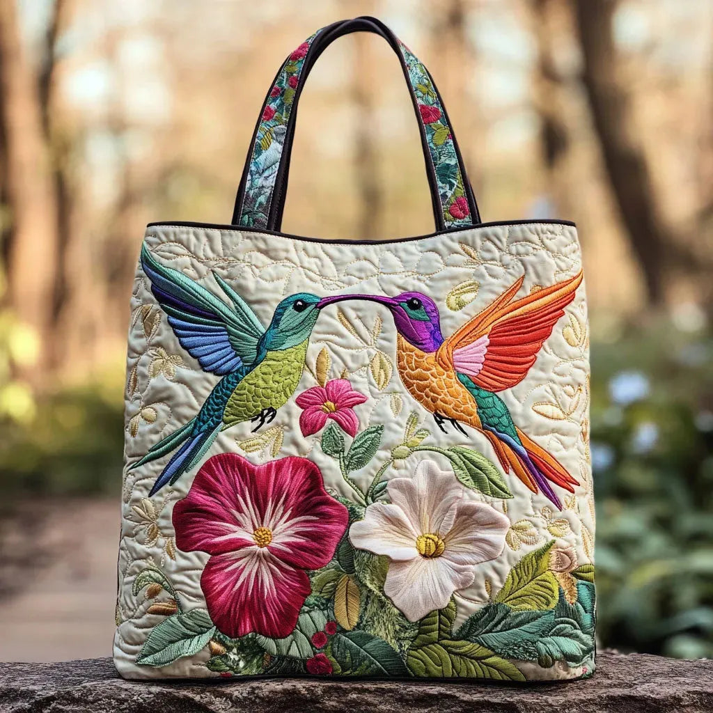 Pure Quilted Hummingbird Tote Bag