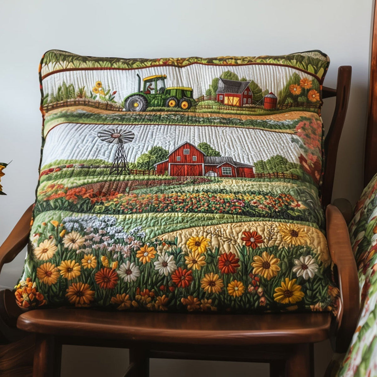Taie d'oreiller matelassée Ferme en fleurs – vue de face