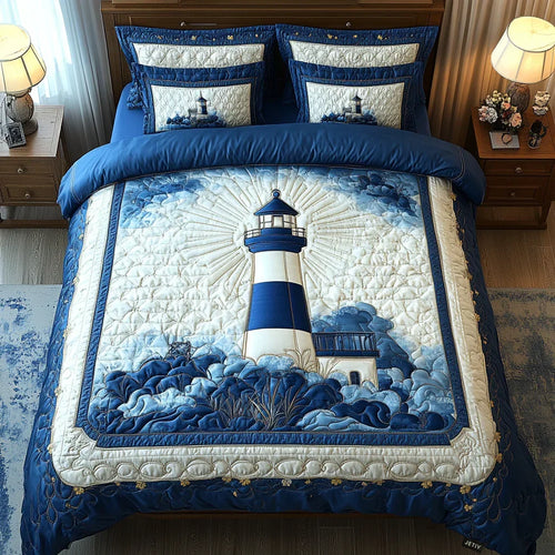 Parure de lit matelassée Brise du phare – housse de couette et 2 taies d'oreiller