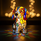 Edele Beagle dierenlamp in glas-in-lood-stijl, verlicht