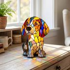 Edele Beagle dierenlamp op een houten tafel in een lichte kamer