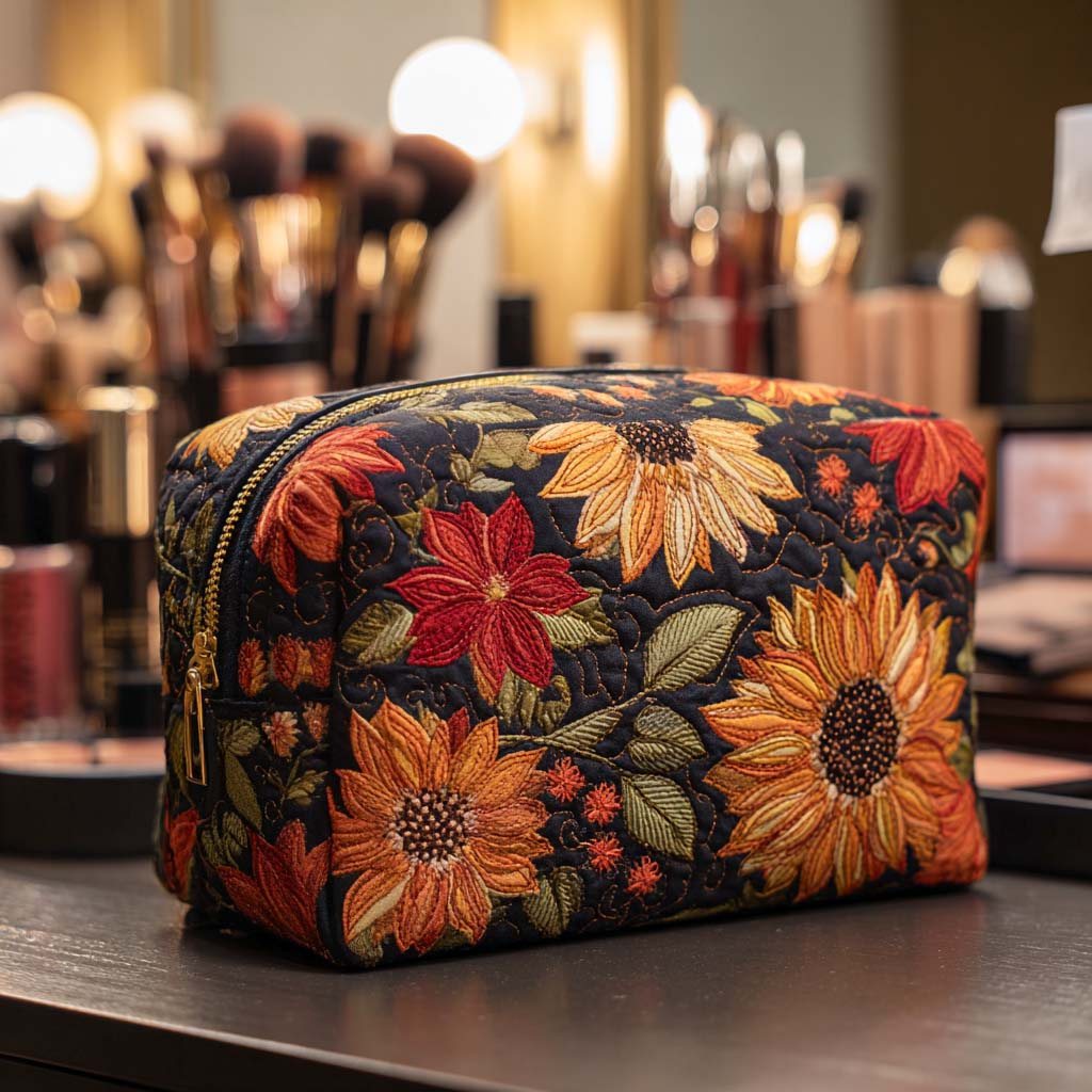 Trousse de maquillage matelassée Beauté Fleurie