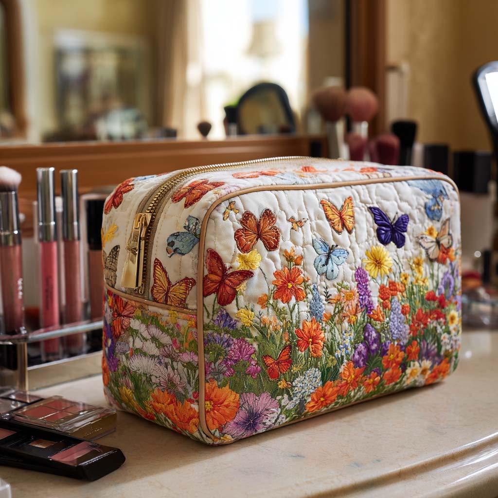 Trousse de maquillage matelassée Jardin Fleuri