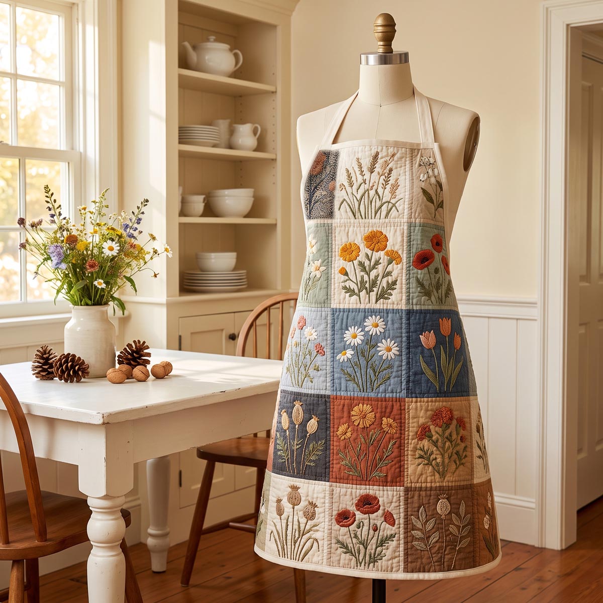 Tablier de cuisine matelassé Champs en Fleurs