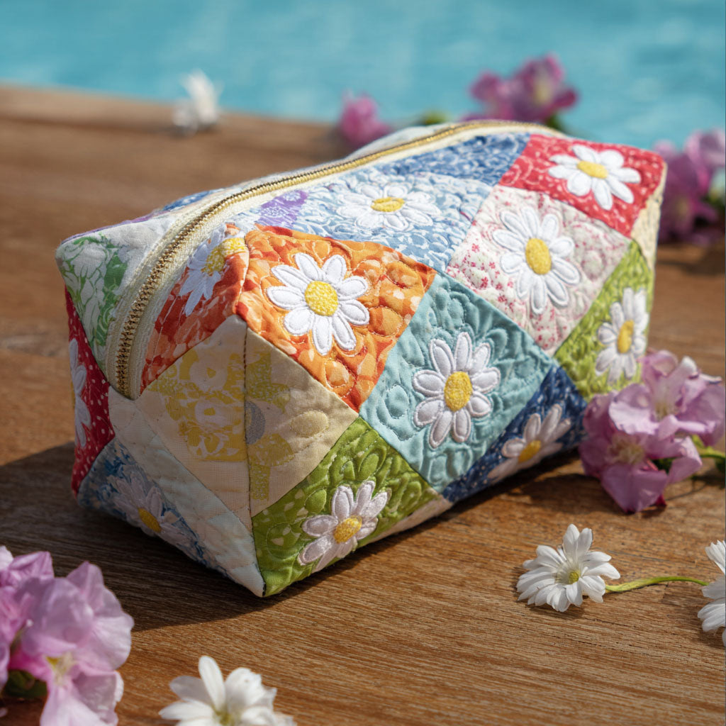 Trousse de maquillage matelassée Charme Fleuri
