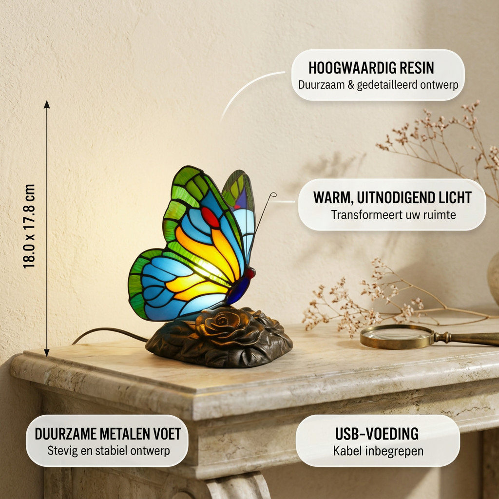 Lampe animale Aile Azurée Papillon avec les caractéristiques du produit