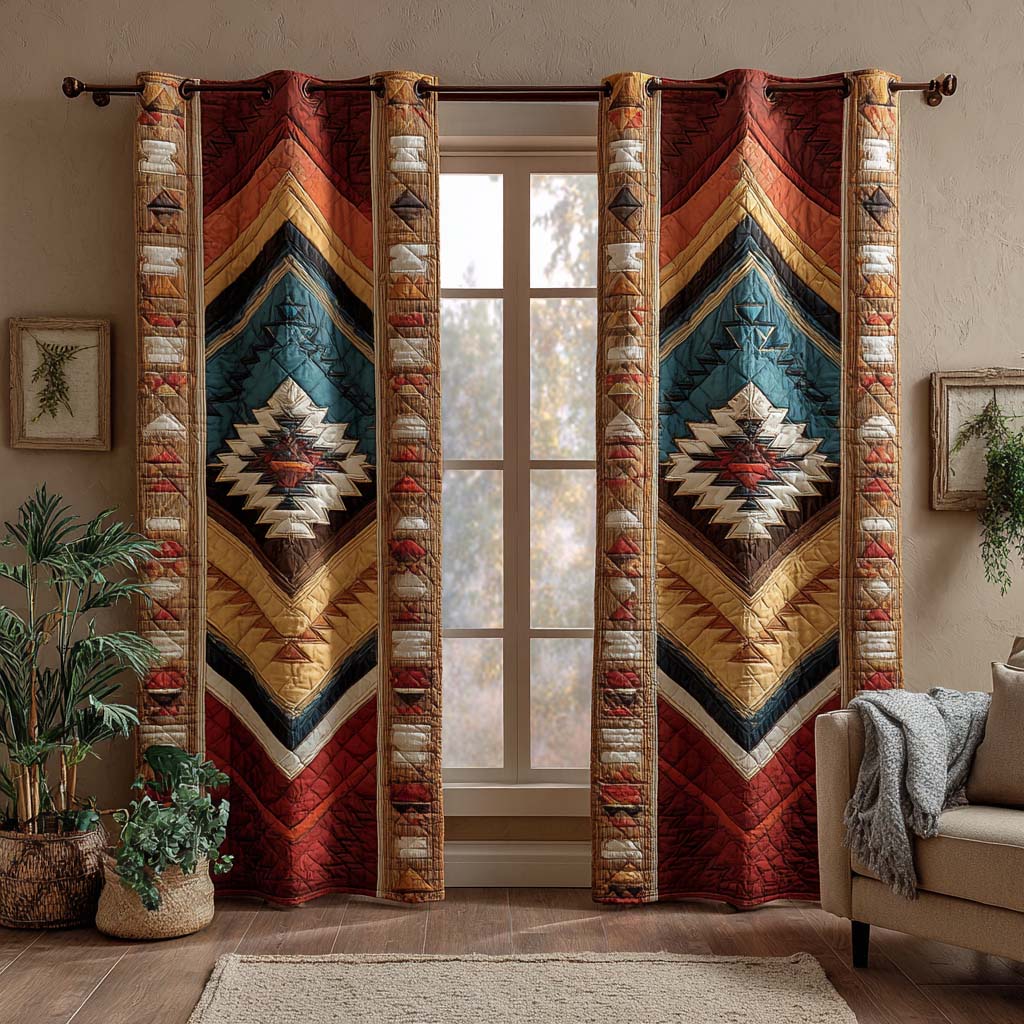 Rideaux matelassés Mesa bleue ethnique – lot de 2 panneaux