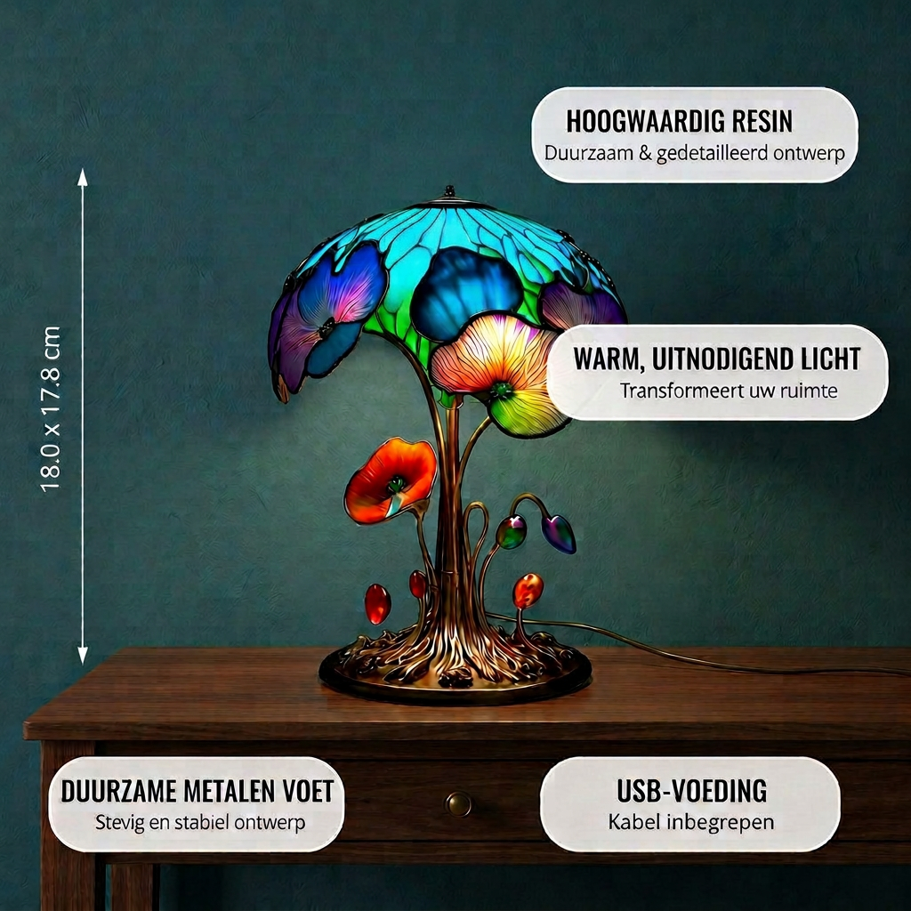 Bloeiende Bohème Paddenstoel dierenlamp met productkenmerken