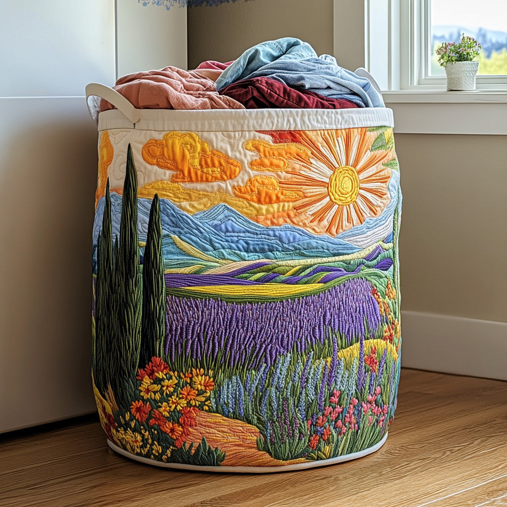 Panier à linge matelassé Prairie lumineuse
