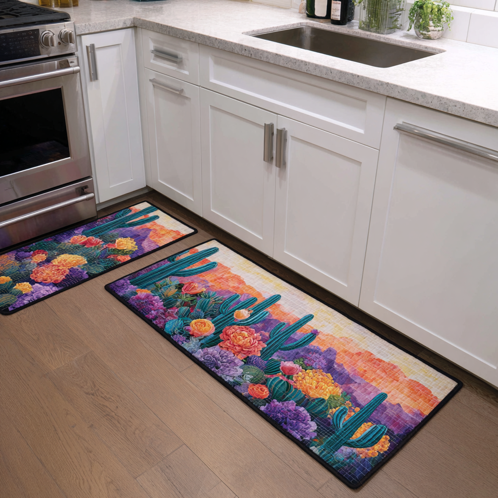 Lot de tapis de cuisine Jardin de Cactus