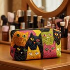Trousse de maquillage matelassée Jardin des Chats