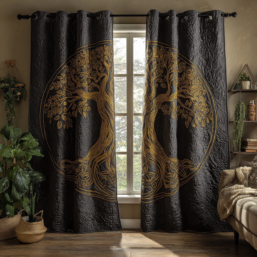 Rideaux matelassés Arbre de vie céleste – lot de 2 panneaux