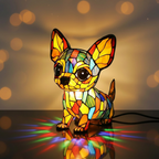 Chihuahua Charme dierenlamp in glas-in-lood-stijl, verlicht