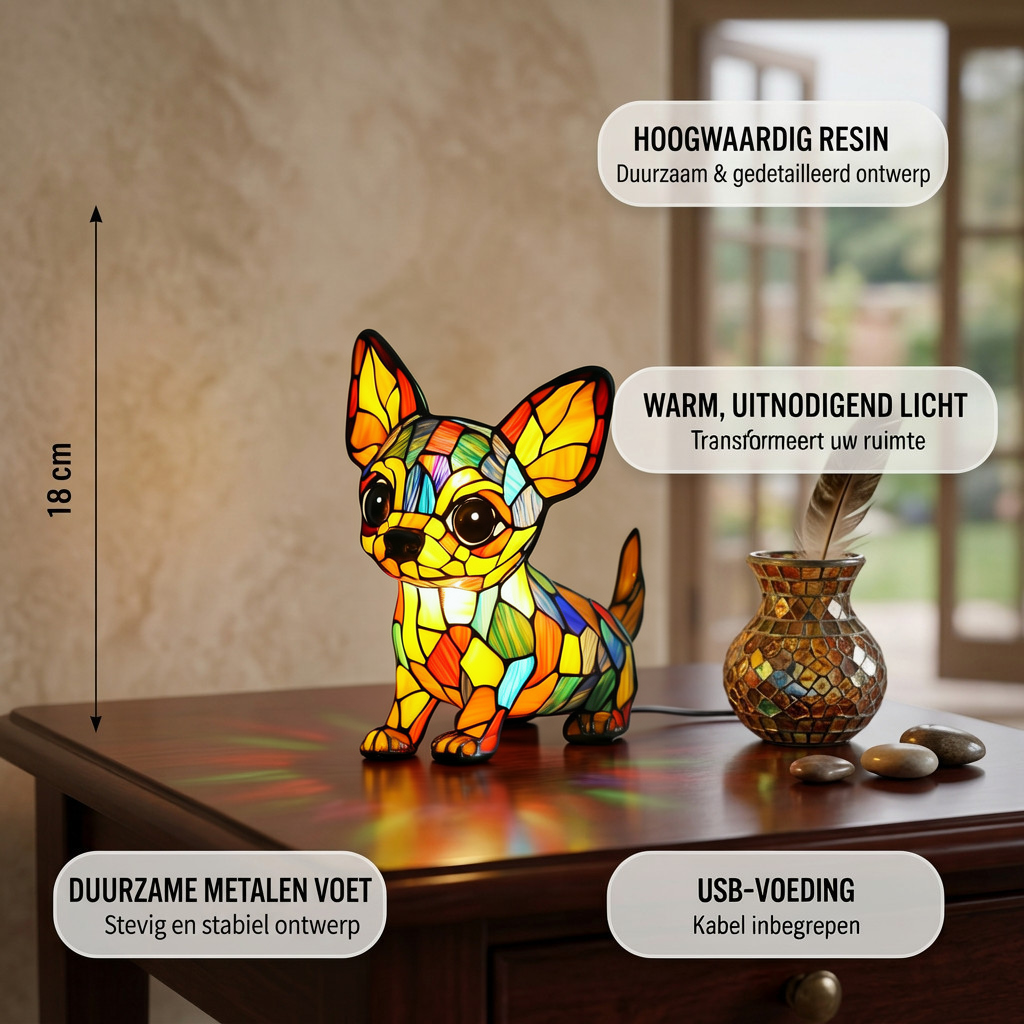 Chihuahua Charme dierenlamp met productkenmerken
