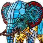 Gros plan de la lampe animale Noa Éléphant, détail de la mosaïque colorée