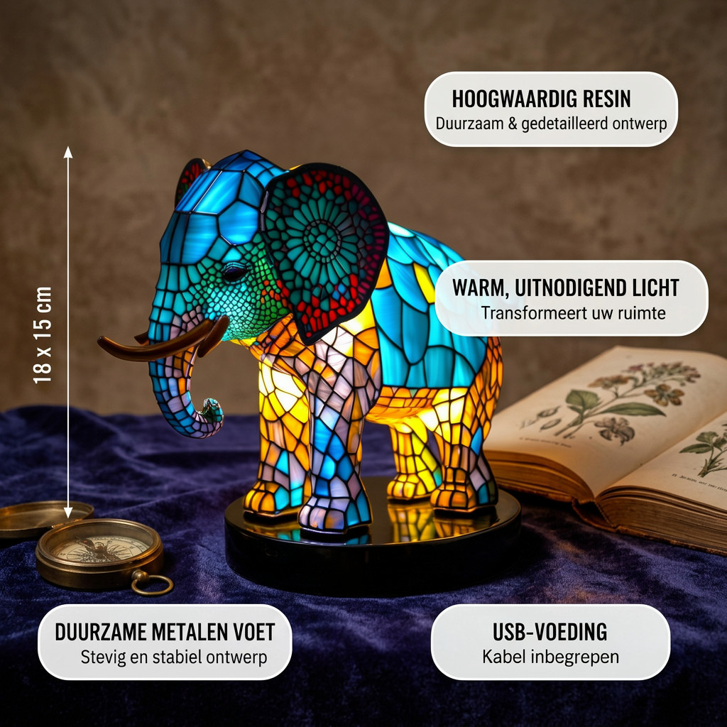 Lampe animale Noa Éléphant avec les caractéristiques du produit