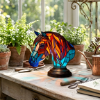 Edel Paard dierenlamp op een houten tafel in een lichte kamer