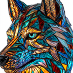 Gros plan de la lampe animale Bo Loup, détail de la mosaïque colorée