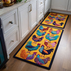 Lot de tapis de cuisine Jardin des Poules