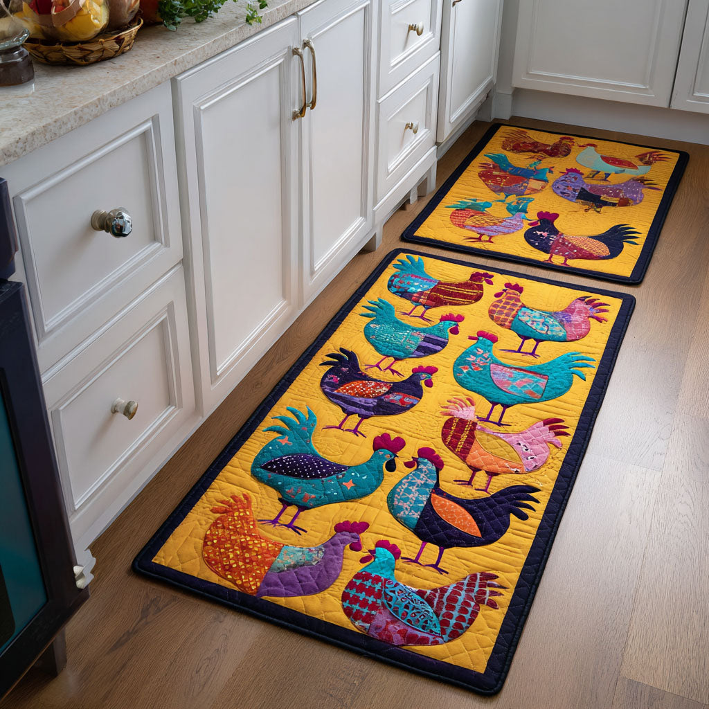 Lot de tapis de cuisine Jardin des Poules