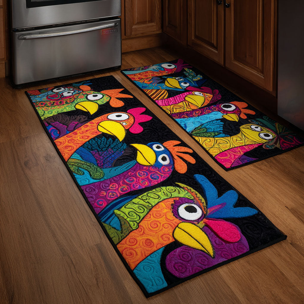 Lot de tapis de cuisine Printemps des Poules