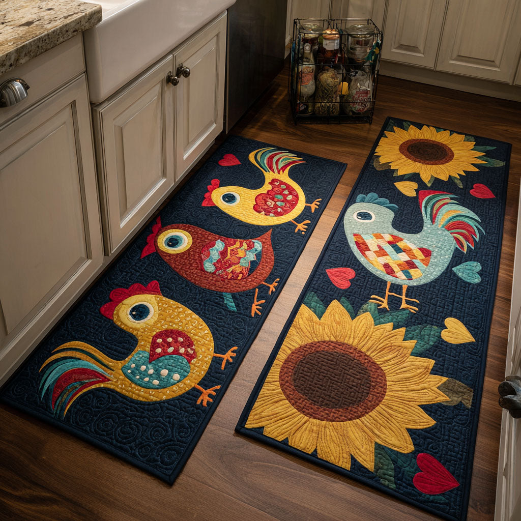 Lot de tapis de cuisine Vallée des Poules