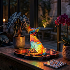 Resin Chihuahua dierenlamp die gezellig gloeit in een kamer 's avonds