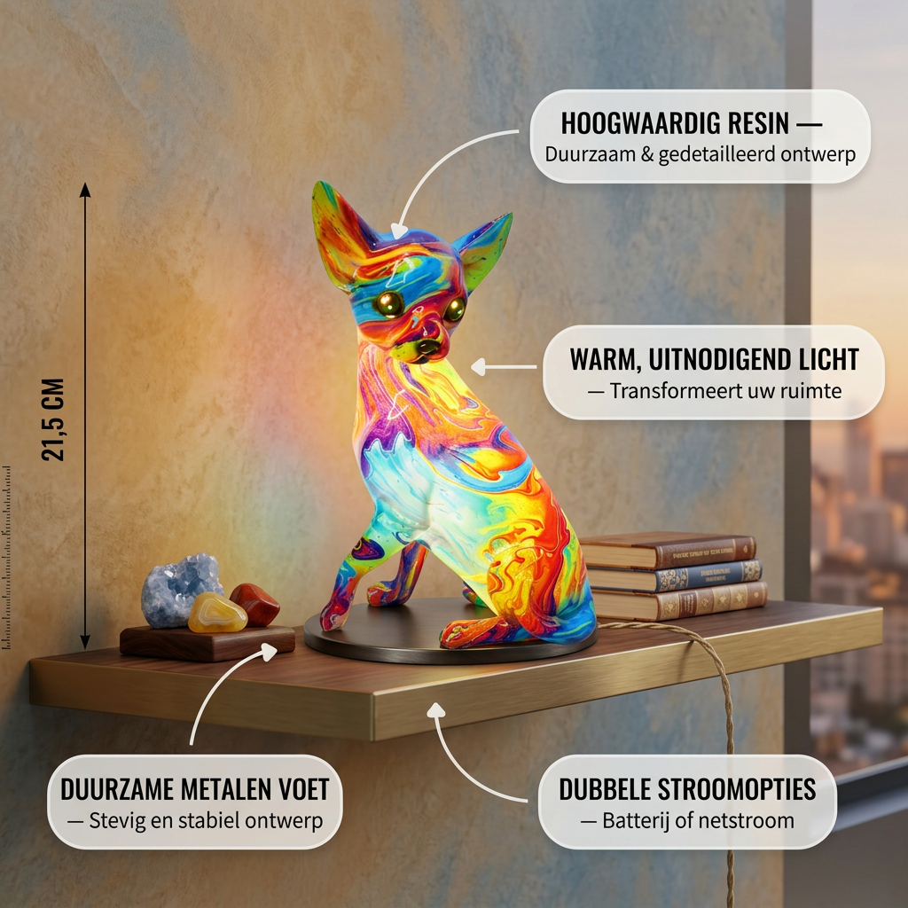 Resin Chihuahua dierenlamp met productkenmerken