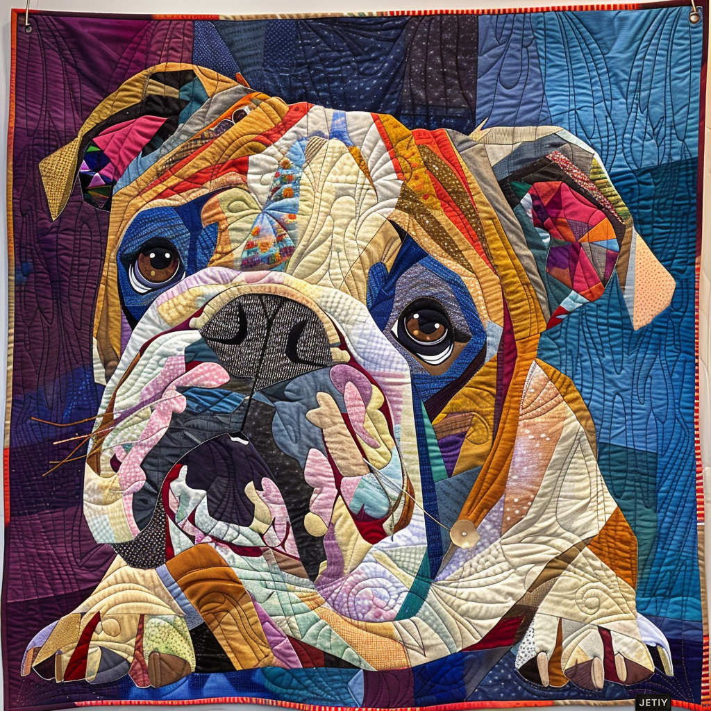Gewatteerde bedsprei Knusse Bulldog – volledig ontwerp